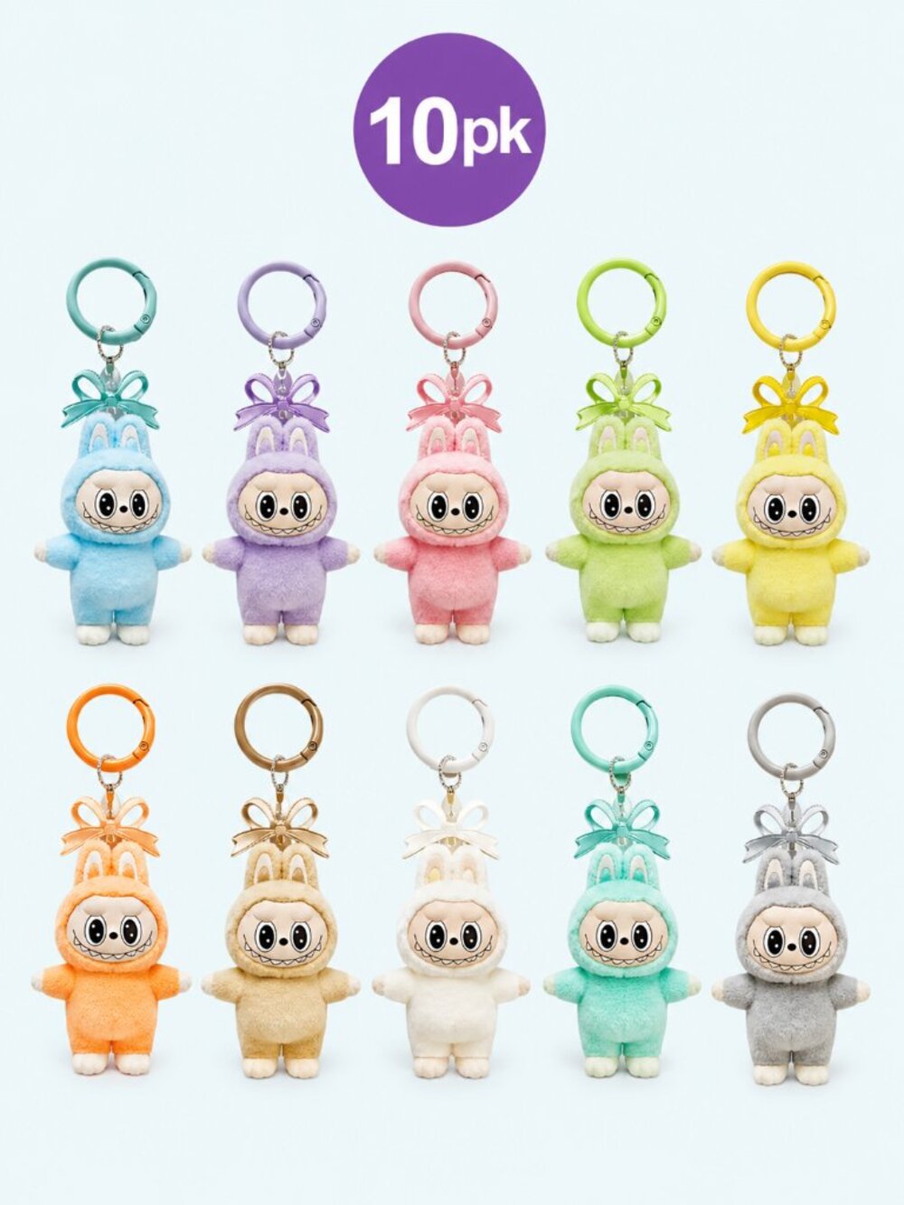 10PCS Adorable Animal Keychain Set - Multicolor